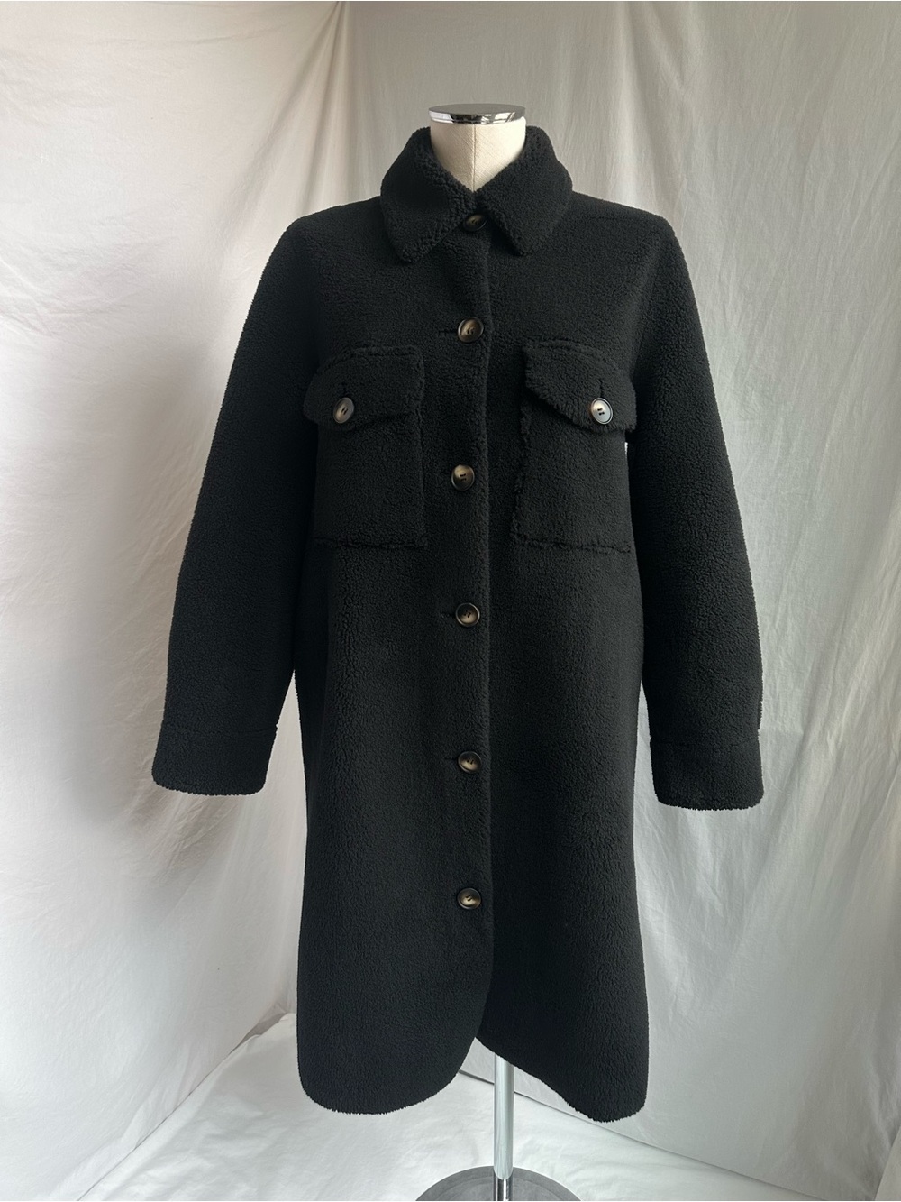 Rebecca Minkoff Faux Shearling Coat | Black | Size M